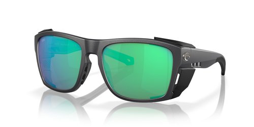 Costa Del Mar King Tide 6 Polarized Rectangular Sunglasses, Black Pearl/Green Mirrored Polarized-580G, 58 mm