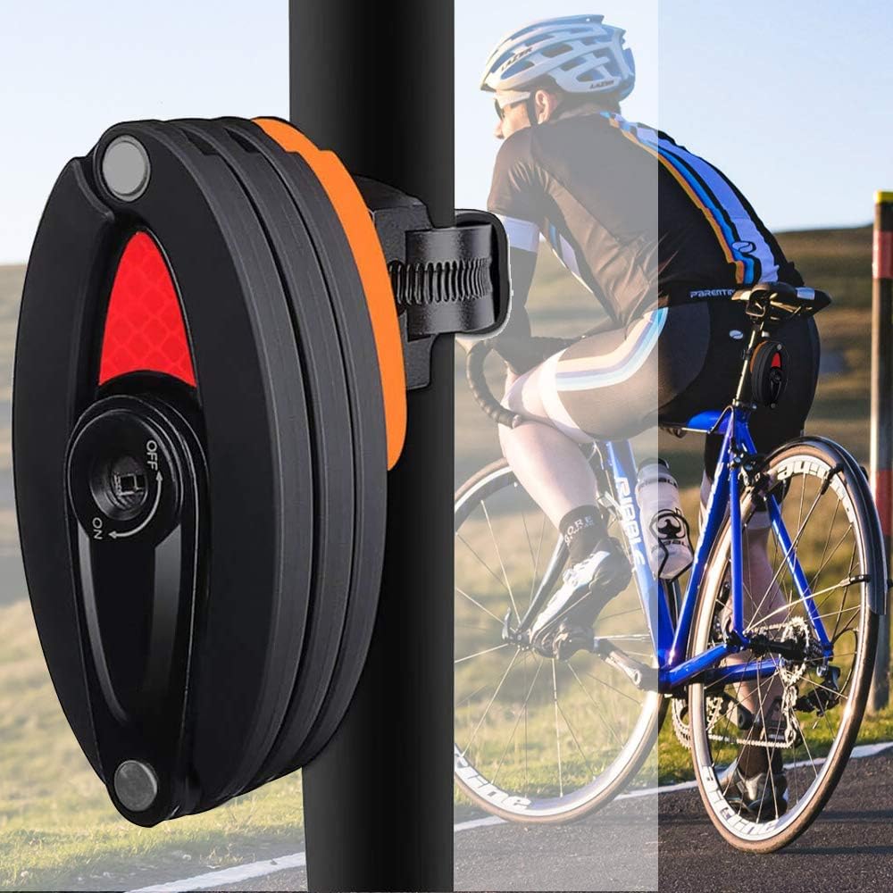WOTOW Folding Bike Lock, Heavy Duty Steel Foldable Bike Chain Lock with Mounting Bracket, 35” Unfolding Anti Theft Bicycle Lock with 3 Key for Mountain Road City Bikes Scooter Motorcycle