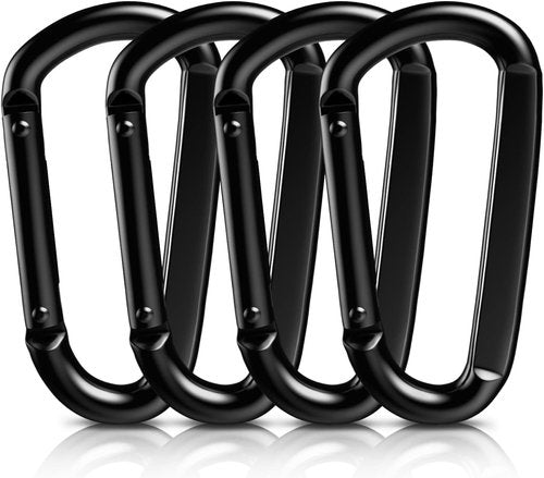 Heavy Duty Carabiner Clips, 880lbs - 3" Iron Carabiners for Keys, Gym, Camping, Hiking Accessories - D-Ring Keychain Hooks for Hammocks, Backpacks, Outdoor Gear