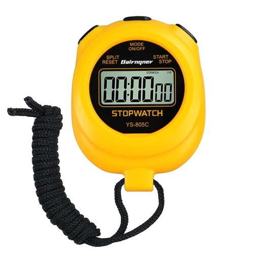 Bairnqner Stopwatch Timer with Countdown, ON/Off Simple Operation No Clock No Date, Digital Stop Watch for Sports, Yellow