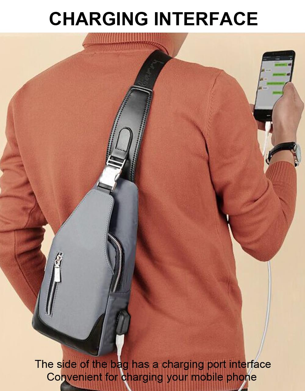Hiflyer Men's Crossbody Bag - Waterproof Sling Backpack for Men, Shoulder Bag with Multiple Compartments (Black)