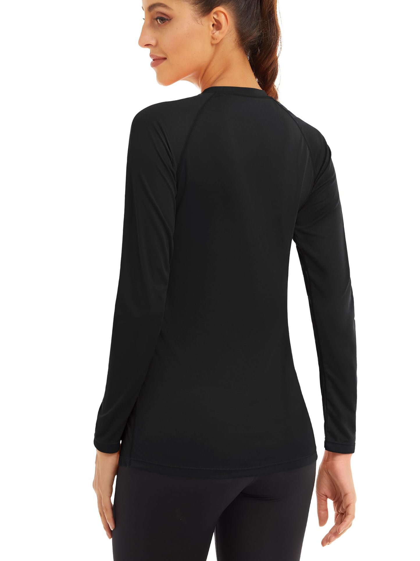 Women's Sun Protection Long Sleeve Athletic Performance Fishing T-Shirt - Black
