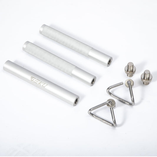 GEKU FIT Aluminum Resistance Band Bar, 3-Section Detachable Heavy Duty Workout Bar for Resistance Band Exercises, Strength Training, and Home Gym (Metal Bar-Enlarged Hooks)