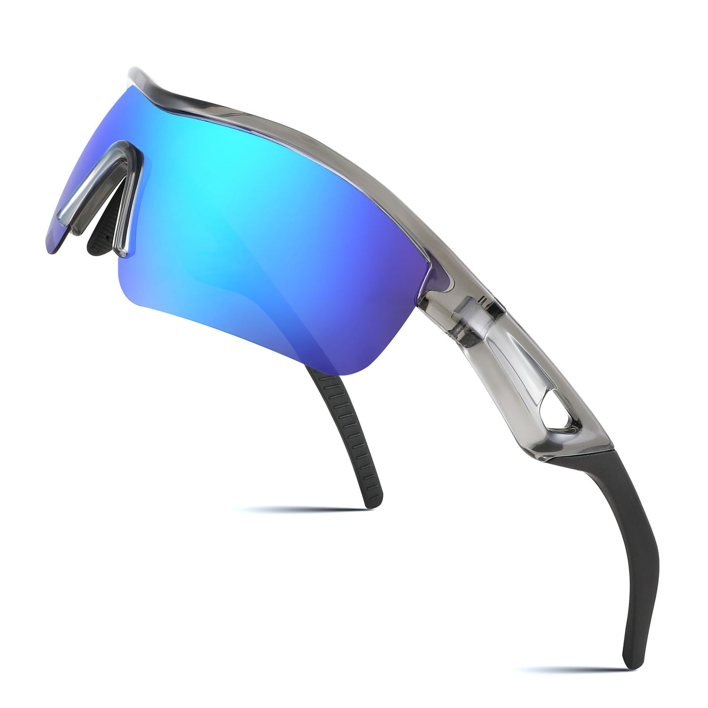 FEISEDY Men Sunglasses, Polarized Cycling Sunglasses, UV400 Sports Baseball Running Fishing Hiking Shades B2372,Grey/Blue