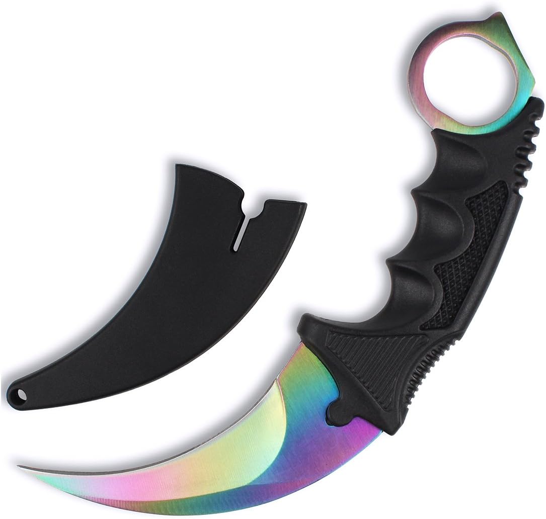 Andux Karambit Camping Hunting Tool with Cord ZD-01 (Purple-White)