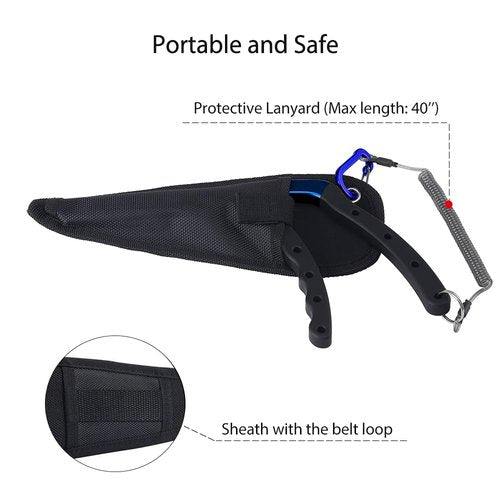 Night Cat Fishing Pliers with Sheath and Lanyard, Long Nose Jaws Braid line Cutters, Saltwater Crimper,Split Ring Openers,Hook Removers, Fishing Tools Gears Rustproof