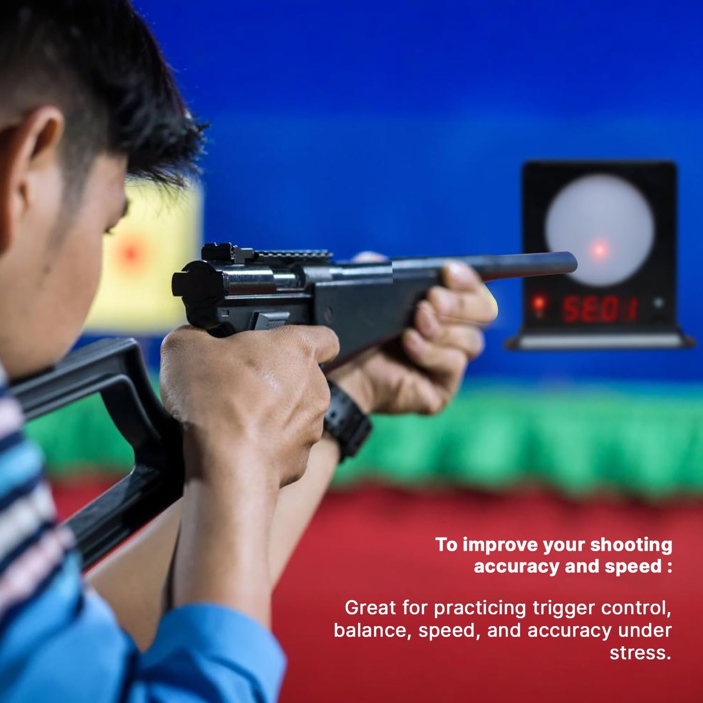 Accurize Mini Reaction Target 1-Pack – 2 Customizable Sizes (Default 100mm Size with 60mm Insert Plate), Shooting Targets with Timer for Reaction Speed Practice, Includes Holder & USB Charging Cable