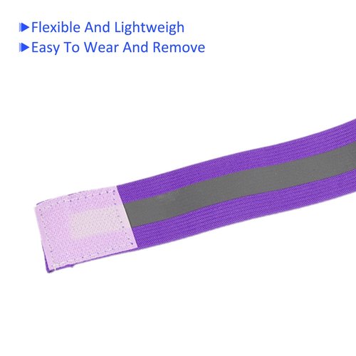 M METERXITY 2 Pack Reflective Bands - Safety Reflector Tape Strip, High Visibility Reflective Running Gear, Apply to Running Night Walking(14x1.5 Inch, Purple)