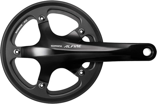 Alfine Shimano 9-Speed Bicycle Crankset with Chain Guard - FC-S501 (Black - 170 x 39T W/Single Ring,W/CG,W/BB,BSA)