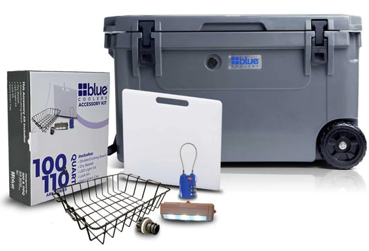110 Quart Gray Wheeled Cooler with Accessory Kit …