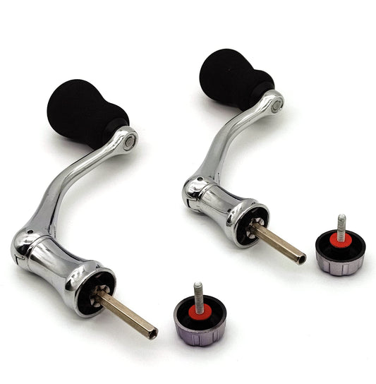 Tgpiao Fishing Spinning Reel Handle, All-Metal, with The Grip EVA for Spinning Reels Replacement Grip Parts,2 Pack, Silver, Medium Large