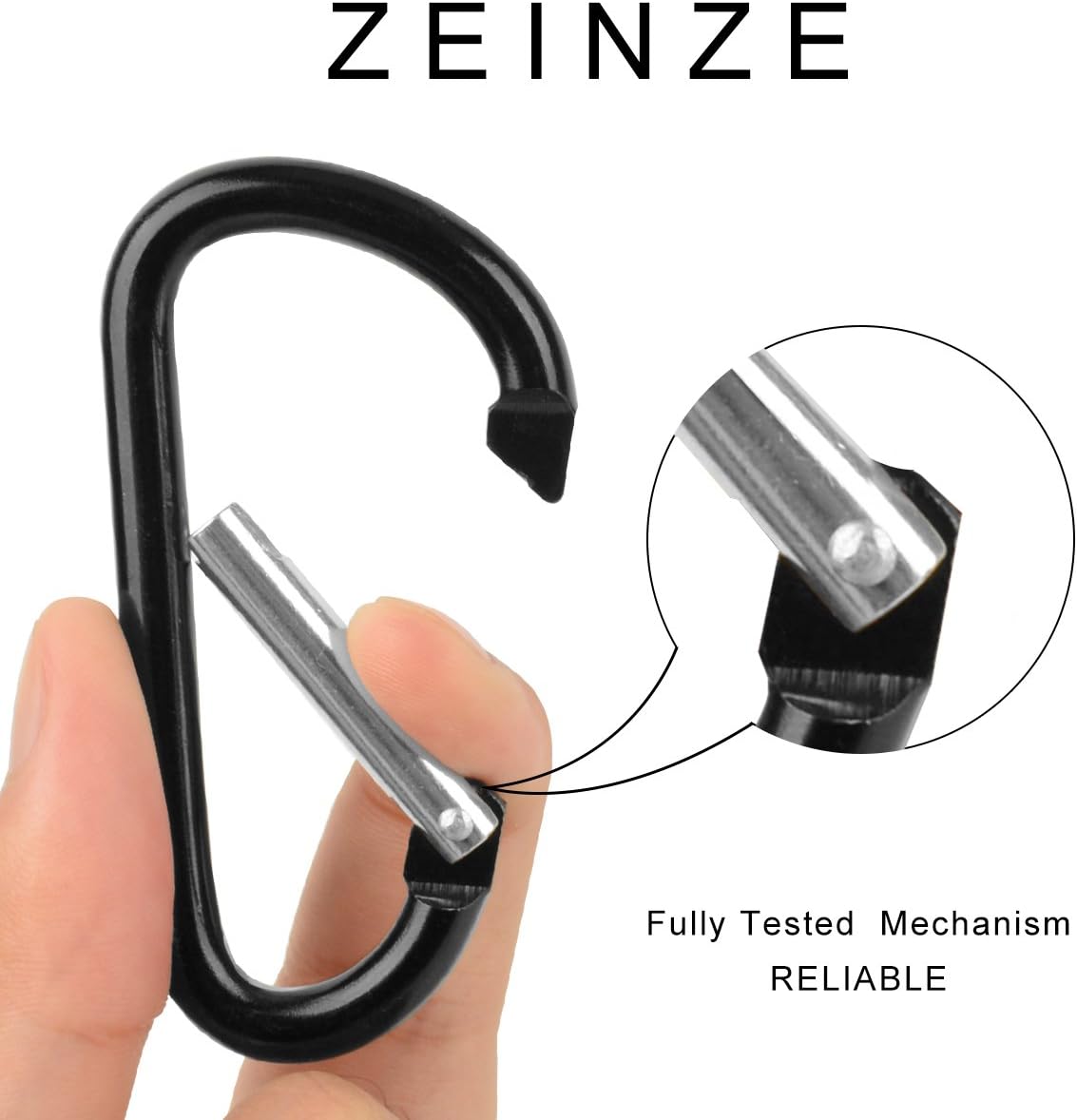 ZEINZE Carabiner Clip 3" Aluminum D-Ring Spring Loaded Gate Small Keychain Carabiners Clip Set for Outdoor Camping Mini Lock Hooks Spring Snap Link Key Chain Durable Improved Design 8 Pack