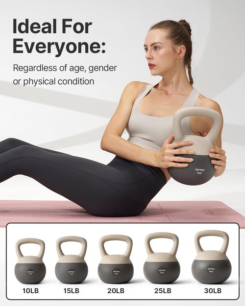 YOTTOY Soft Kettlebells, 10 lb kettlebell with Anti-Slip Base & Impact-Resistant Design - Perfect for Strength Training Kettlebells Weightlifting, Personal Training