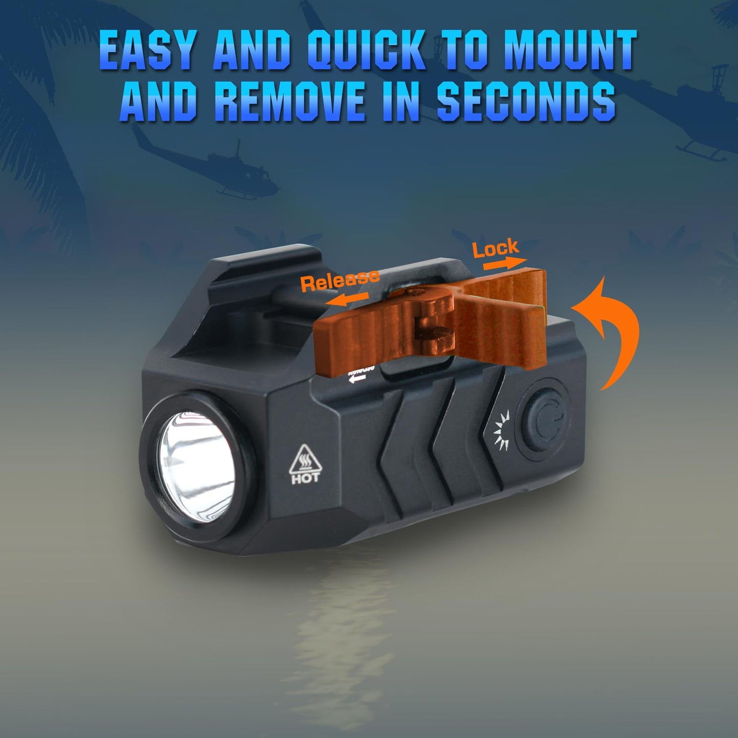 AULITE Tactical Flashlight Low Profile Quick Release,Mini Size,Magnetic Rechargeable for Pistol,Airsoft Light,Picatinny Rail Attachments