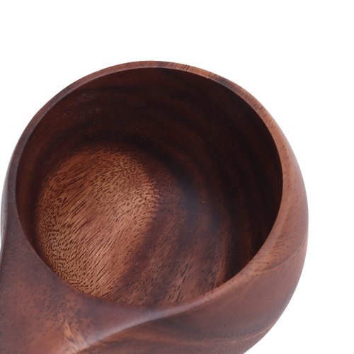 Tissting Wood Camp Mug 230ml Log Wood Grain Camping Coffee Cup with Wooden Handle and Lanyard, Nordic Drinking Cup for Coffee Tea Milk(Brown)
