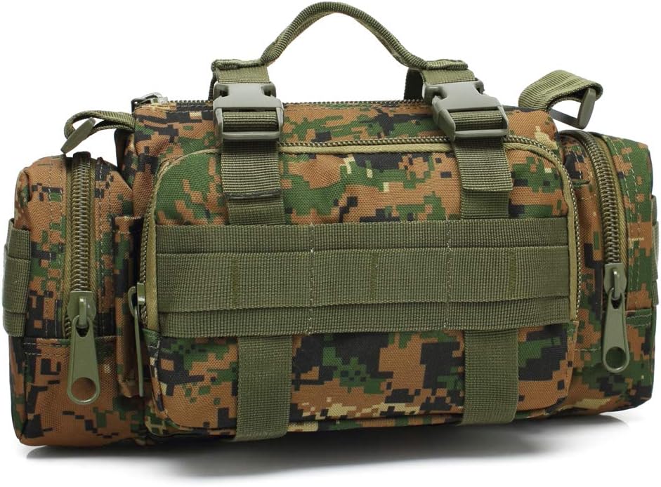 3P Military Duffel Waist Bag, Molle Bicycle/Motorcycle Waterproof Fanny Packs Camera Bag Camo EDC Utility Pouch Crossbody with Shoulder Strap Hand Carry