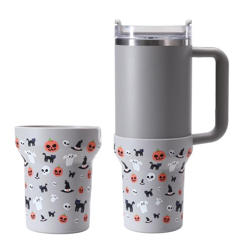 Thxbag Silicone Boot for Stanley Cup 30oz&20oz, Halloween Boot Sleeve Cover Fit with Stanley H2.0 and Quencher Adventure Tumbler Accessories (Cream, 30oz&20oz)