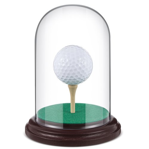 CroBlissful Golf Ball Display Case Hole in One Acrylic Golfball Memorabilia Display Holder with Wood Base Clear Dust Protection Transparent Storage Box for Single Golfball Baseball Case