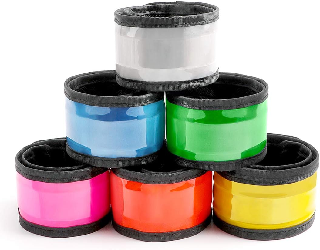 Pack of 6 LED Light Up Band Slap Bracelets Night Safety Wrist Band for Cycling Walking Running Concert Camping Outdoor Sports