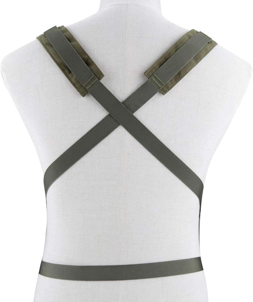 Tactical Chest Vest Rig Adjustable X Harness with 5.56 9mm Rifle Mag Pouches for Airsoft Shooting Wargame Paintball
