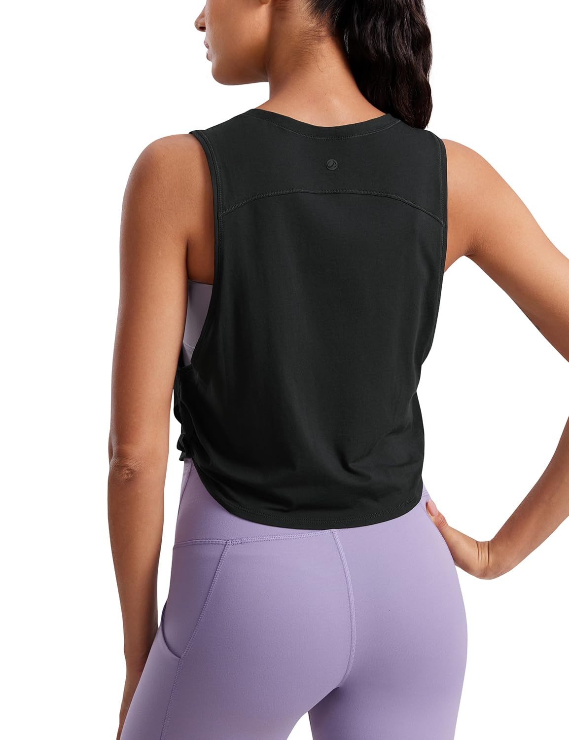 CRZ YOGA Pima Cotton Large Armhole Tank Tops for Women - Workout Sport Athletic Yoga Running Gym Loose Crop Sleeveless Shirts Black X-Large