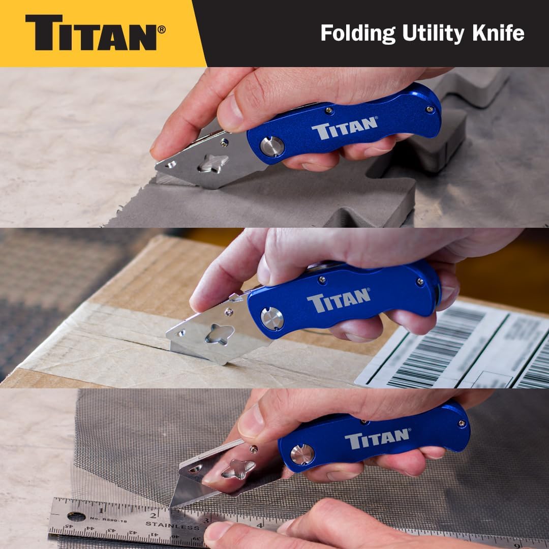 Titan 11020 Folding Pocket Utility Knife (Twin Pack - Red/Blue)