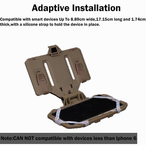 Wenyrich Mobile Phone Carrier Foldable Tactical Vest Plate Carrier Molle Plate Navigation Board Phone Holder Smartphone Holster Chest Cellphone Mount