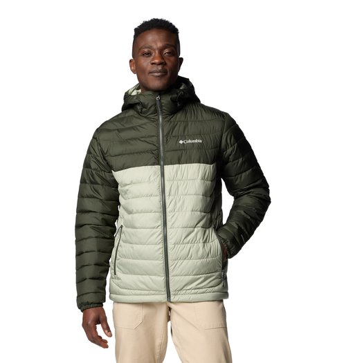 Columbia Men's Powder Lite II Hooded Jacket, Safari/Greenscape, 6X Big