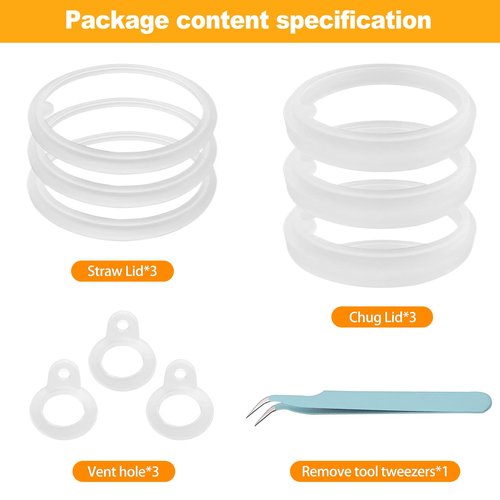 CoguZed 3 Sets of 9 Silicone Gaskets for Water Bottles, Compatible with Thermoflask & Takeya Lids 40oz, Perfect for Straw Lid, Chug Lid & Spout