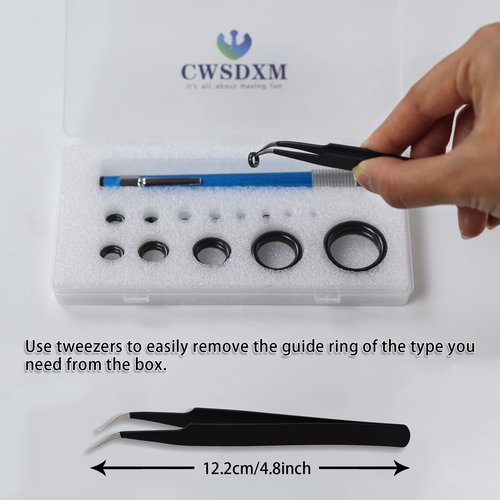 CWSDXM Fish Rod Repair Kit 26PCS Fishing Pole Eyelet Repair 13 Size Pole Ceramic Guides Rings Replacement Kit with 1pcs Tweezers and 1pcs Serrated Stick Tools (Black)