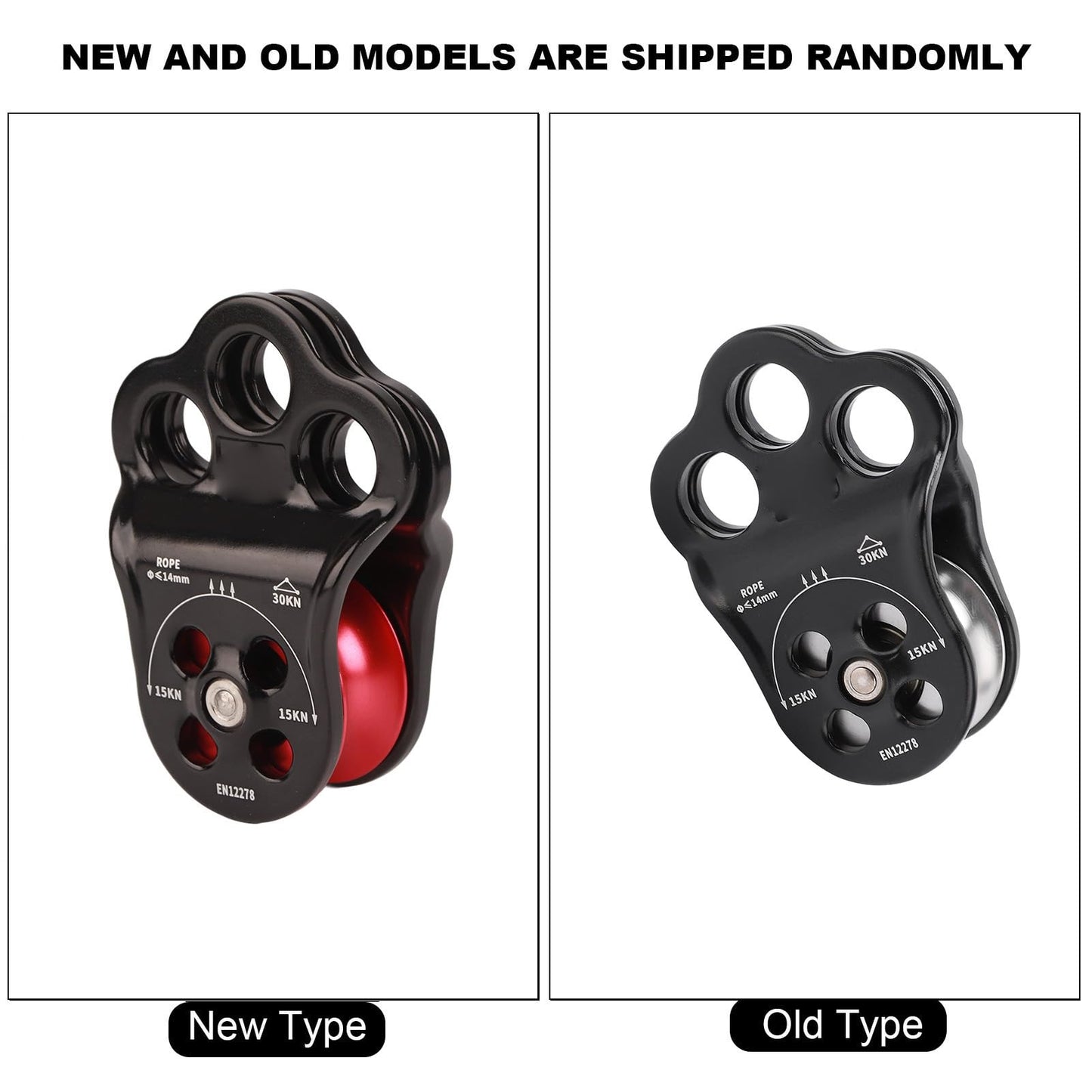 30KN Dual Bearing Hitch Climber Pulley, for Arborist Tree Climbing with 3 Holes Side Plate