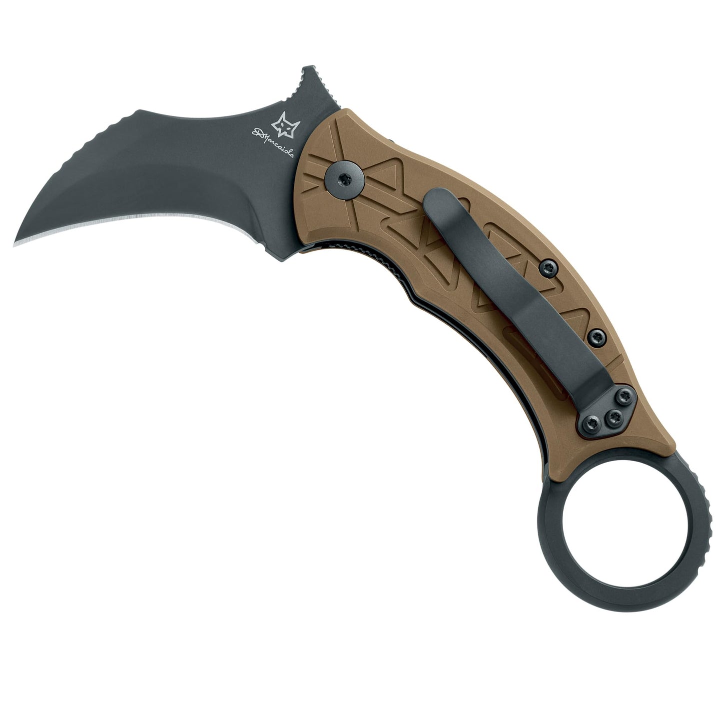Fox Knives Tribal K Karambit Knife FX-802 TiPVD - M390 Stainless Steel Folding Blade - Designed by Doug Marcaida - Titanium Bronze PVD Handle Liner Lock Folder