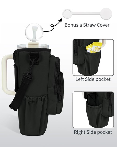 sportsnew Water Bottle Carrier Bag with Phone Pocket for Stanley Brumate era 40oz Accessories Insulated Water Bottle Holder Pouch with Strap Stanley Cup Sling Bag with Straw Cover for Crossbody
