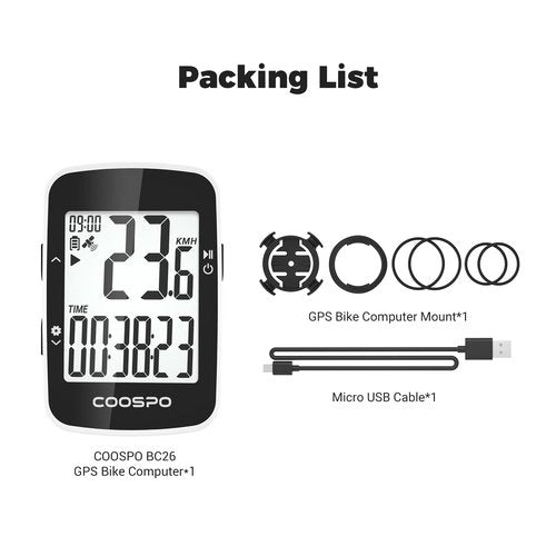 CooSpo Bike Computer Wireless GPS BC26,Bluetooth Cycle Computer GPS IPX7 Waterproof, Bike Speedometer Odometer with 2.3 Inch Auto-Backlight,Bicycle Computer GPS Support CooSpoRide