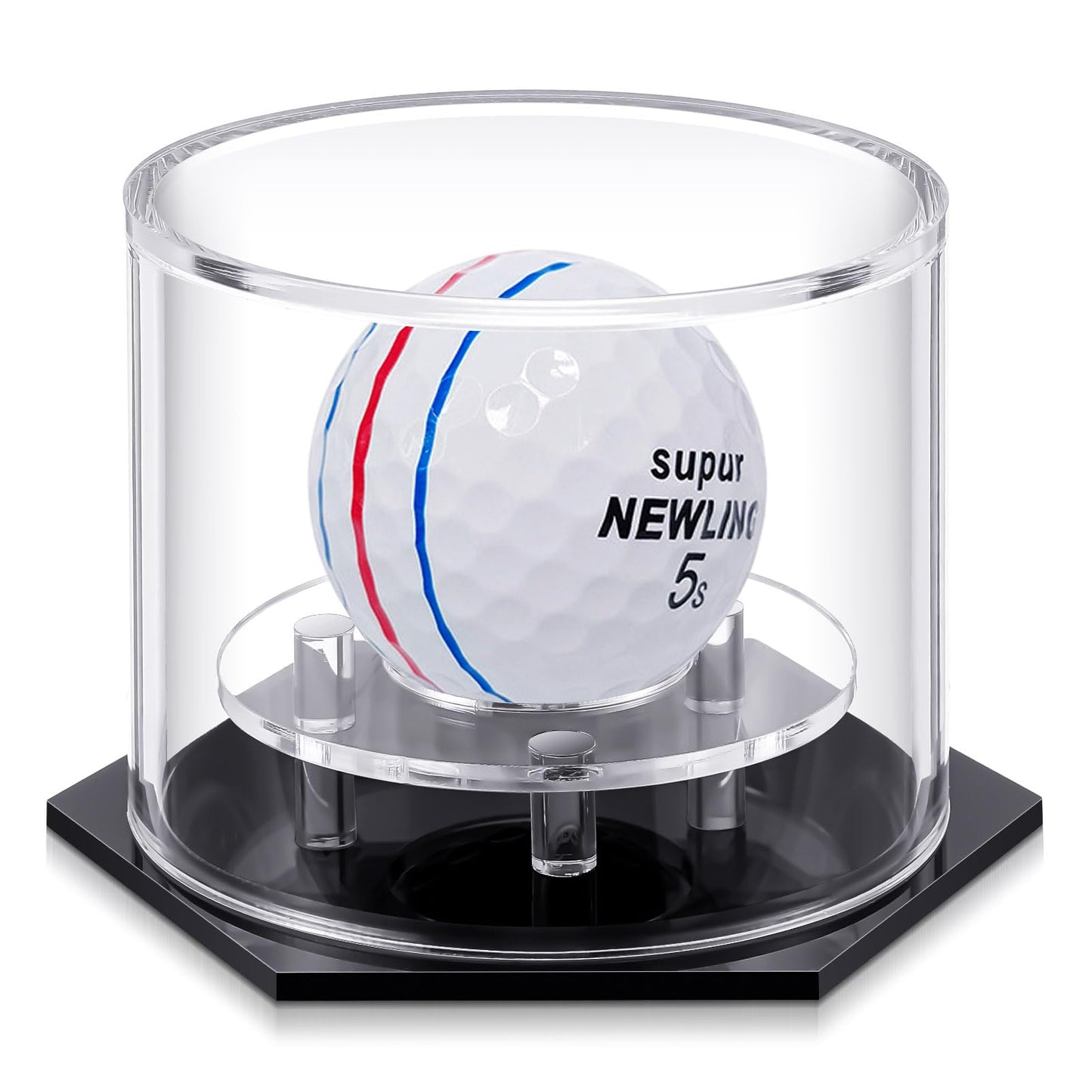 Foilswirl Golf Ball Display Case 3.9 x 2.7 Inch Acrylic Golf Ball Holder Clear Single UV Protection Golf Ball Display Holder Stand for Storage Collections Showcase Gift