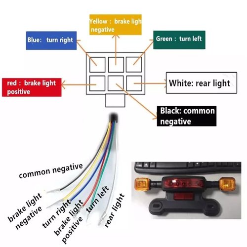 XinGeeek Electrical Motorbike Tail Light,12V Electric Scooter Brake Light and Turn Signal for Ebike Accessories Night Riding Brake Lamp