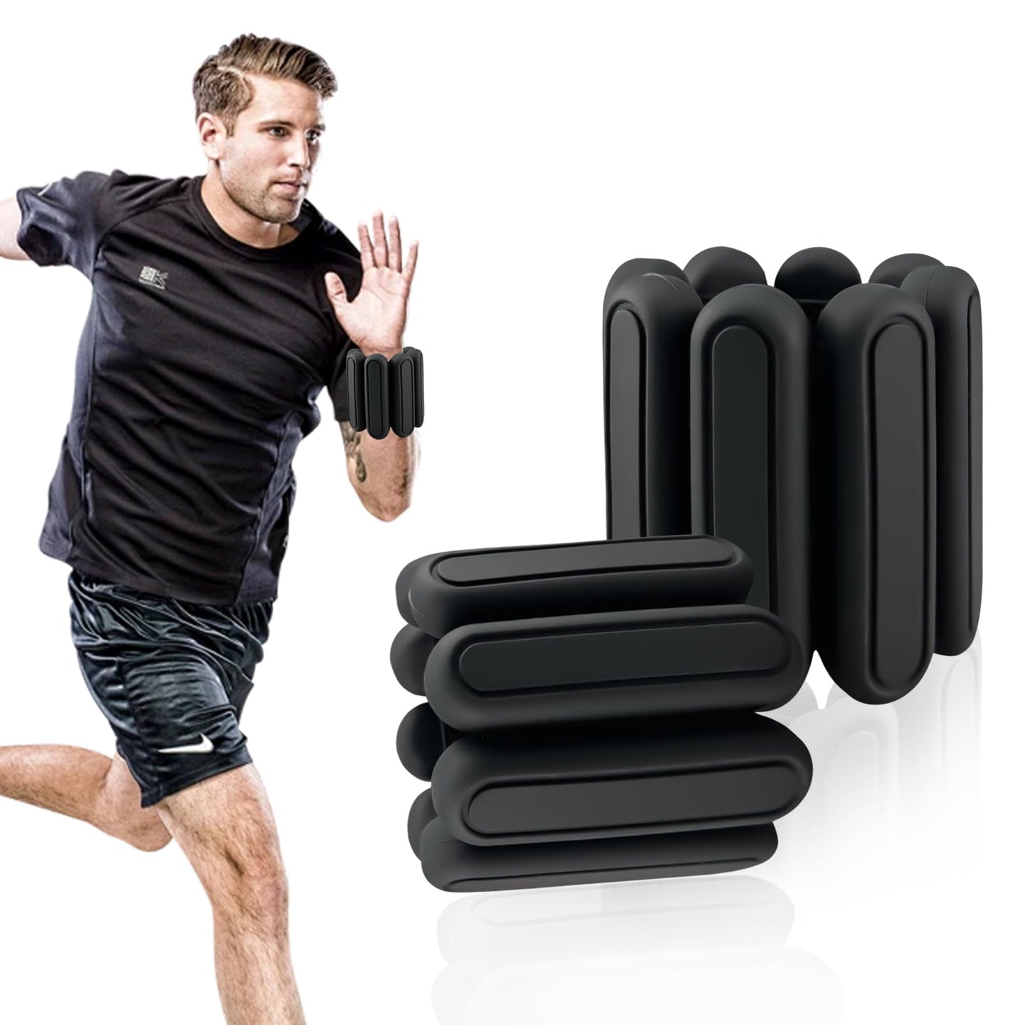 Adjustable Ankle Weights Set of 2 (1Lb Each) for Women Men Kids Wrist Ankle Weights Increase Training Intensity Wrist Weights Increase Training Intensity for Yoga, Pilates, Aerobics, Swimming, Hiking (black)