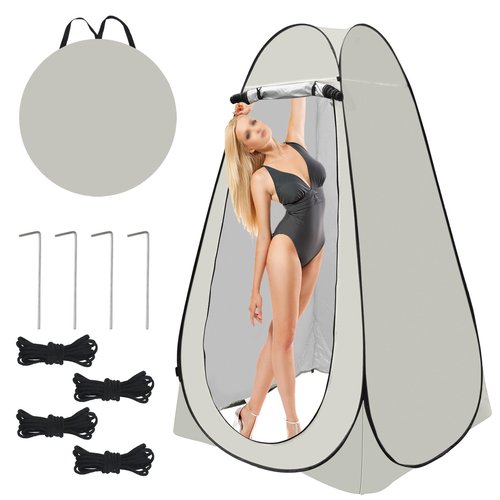 Pop Up Shower Tent, Pop Up Changing Tent Camping Privacy Shelter for Outdoor Bathing, Beach, Hiking -Waterproof White