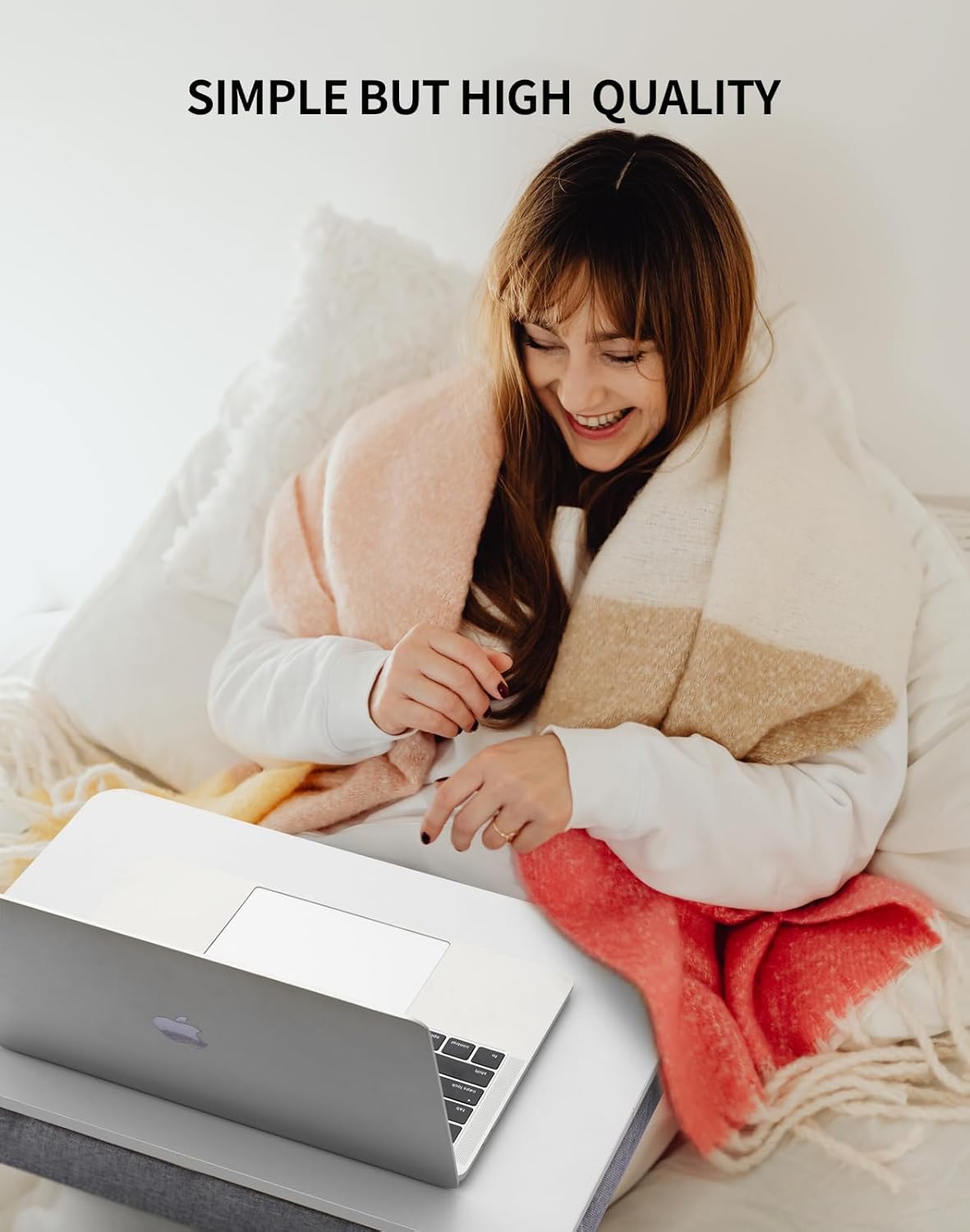Lap Desk with Pillow Cushion, Portable Laptop Bed Desk, Fits up to 15.6 inch Laptop, Lap Stand for Bed & Couch & Carpet, Book Tablet/Drawing Board - Pink