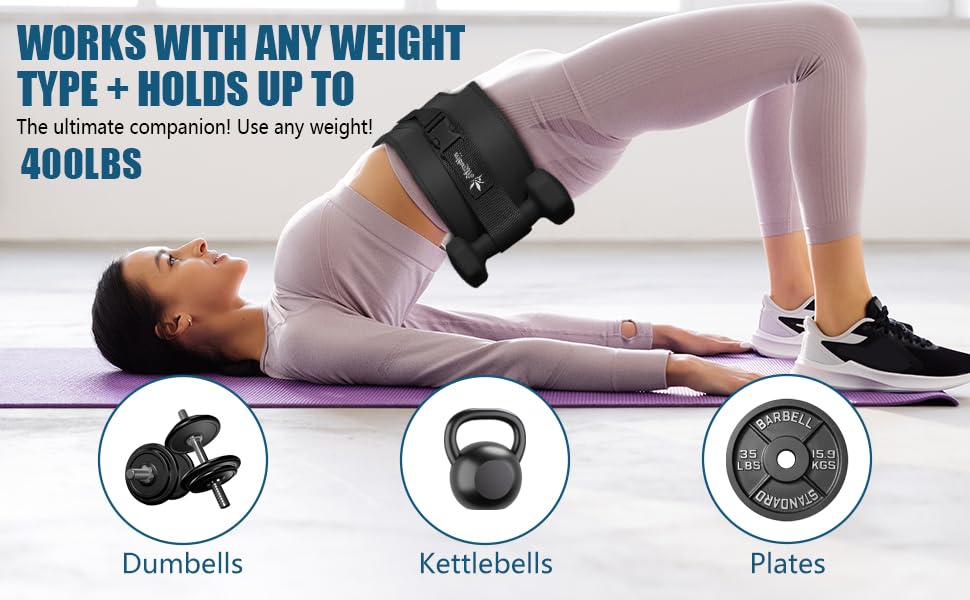 Exercise Hip Thrust Belt - Dumbbell Hip Thrust Belt, Thicken & Widen, Comfortable for Dumbbells, Kettlebells or Plates, Slip Padding, Gym or Home Workouts (black)