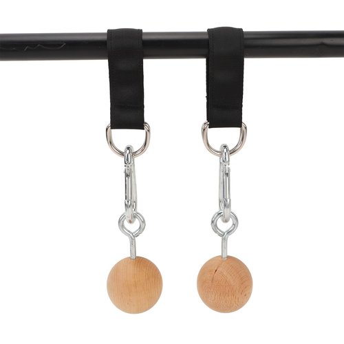 SUNGOOYUE Pull Up Ball Grip, 1 Pair Anti Slip Beech Wood Climbing Ball Hold Grip with Strap for Strength Training Fitness
