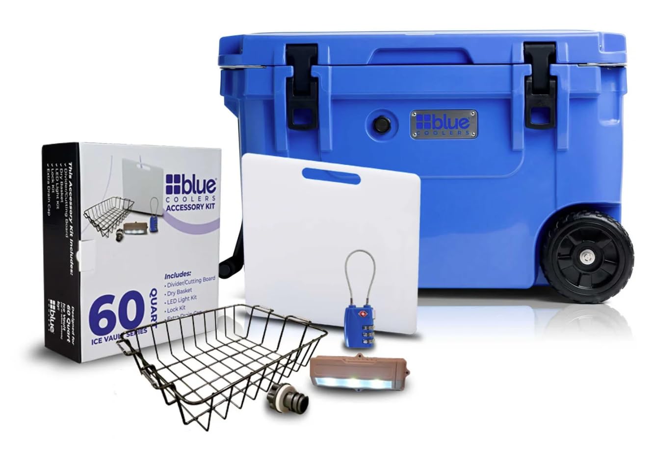 60 Quart Blue Starter Bundle with Wheels - Includes Accessory KIT
