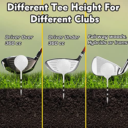 Golf Tees Plastic Unbreakable 3 1/4" with Big Cup & 8 Prongs - Color Rings 50 Pack
