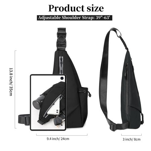 CLOLCKQ Anti Theft Sling Bag Chest Shoulder Backpack for Men Women Crossbody Bags Casual Daypack for Travel Running Hiking Camping Bicycle Sport (1-Black)