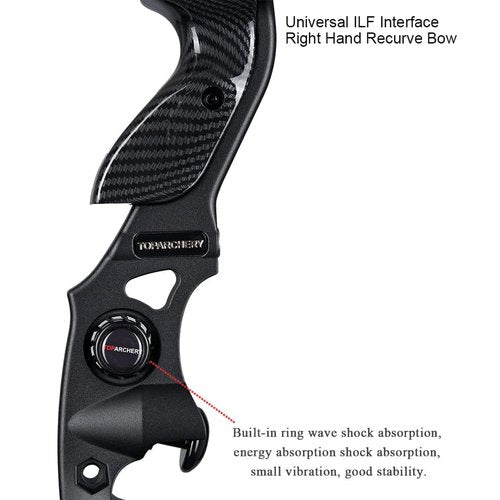 TOPARCHERY 62" Black Hunter Recurve Bow, ILF Interface Shock Absorption Takedown Hunting Recurve Bow for Adult & Youth Beginner, Longbow Archery Set for Outdoor Target Hunting Training Practice-50LBS