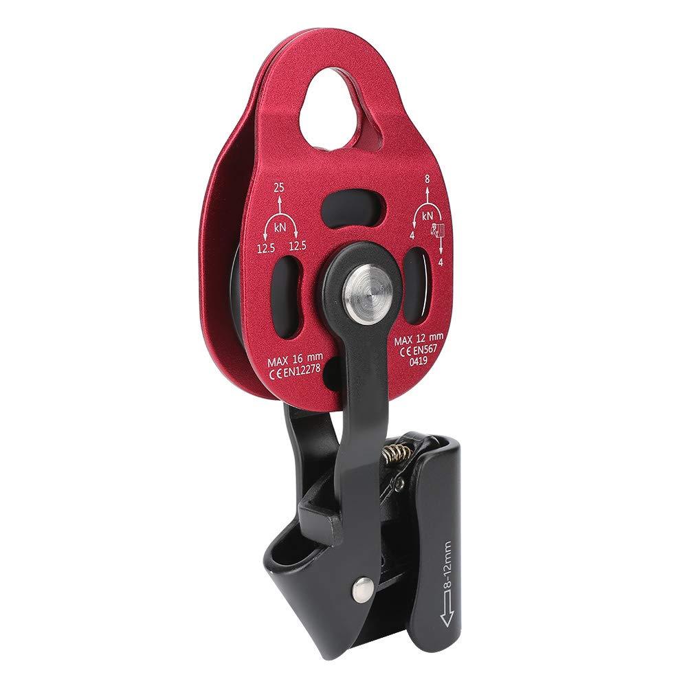 4kn Climbing Pulley, Aluminium Heavy Duty Single Swivel Rope Pulley Block Designed for 8-12mm Climbing Rope, Ideal for Rope Climbing and Pulley Systems