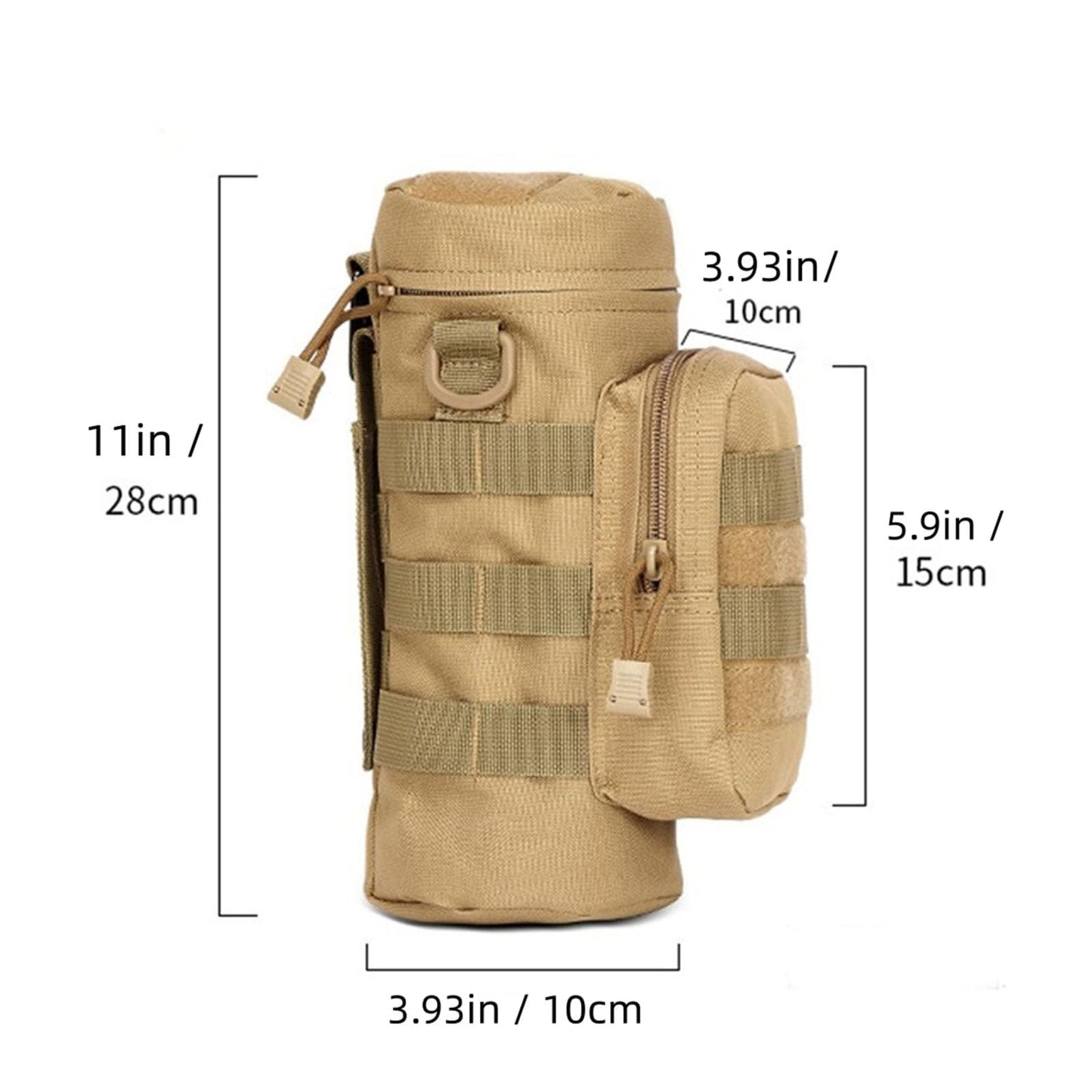 FUNSPIREN Molle Water Bottle Carrier Bag, Bottle Pouch Holder, Adjustable Shoulder Hand Strap Sling Neoprene Sleeve Sports Water Bottle Accessories for Hiking Travelling Camping