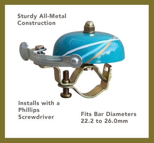 Handpainted Crane Bicycle Bell - Suzu Style, Fits 22.2-26mm Handlebars, Made in Japan