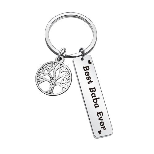 ZQEOU Baba Keychain Best Baba Ever Gift Fathers Day Jewelry For Birthday Keychain For Dad Gifts From Daughter Son Father Gifts Daddy Jewelry Baba Appreciation Keychain Grandpa Gift