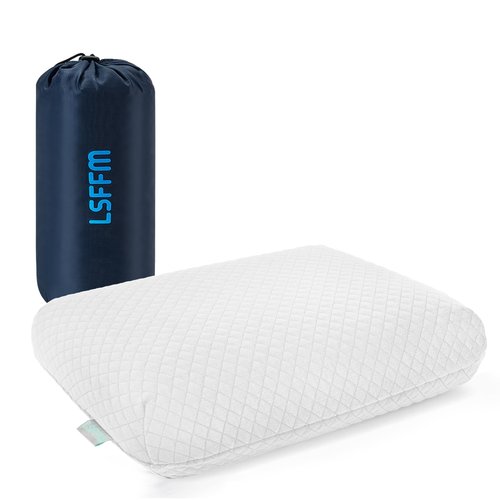 LSFFM Camping Pillow Lightweight, Easy to Carry, Memory Foam Travel Pillow, Backpacking Pillows, Portable Pillows with Travel Storage Bag, Removable Pillow Cover (White)